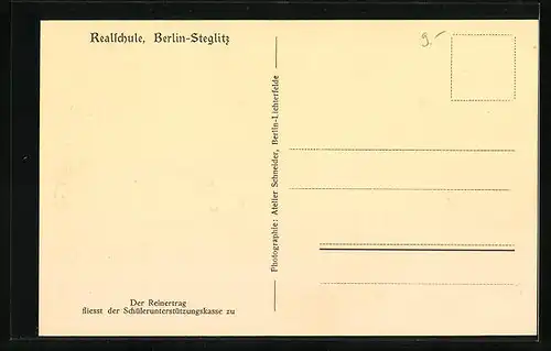 AK Berlin-Steglitz, Realschule, Innenansicht der Aula