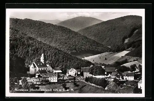 AK Nordenau /Sauerland, Gesamtansicht mit Bergblick aus der Vogelschau