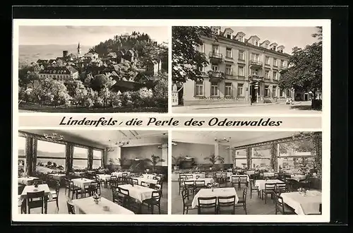 AK Lindenfels /Odenw., Gesamtansicht, Hotel Odenwald Familie Vogel-Böhmig