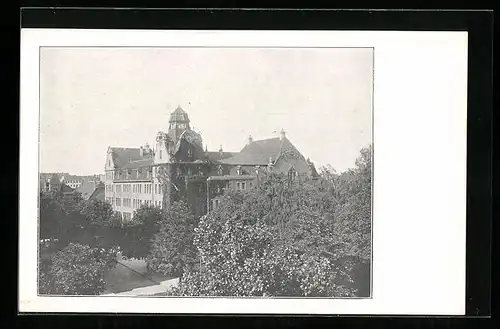 AK Berlin-Friedenau, Gymnasium, von oben gesehen