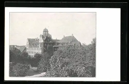 AK Berlin-Friedenau, Gymnasium, Gebäudeansicht mit Anlagen