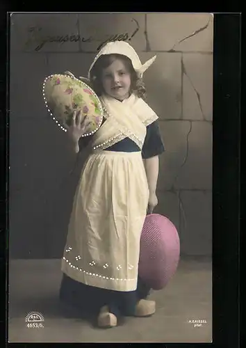 Foto-AK R & K / L Nr. 4653 /6: Mädchen mit Ostereiern