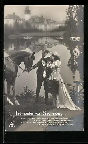 Foto-AK Photochemie Berlin Nr. 5269: Säckingen, Trompeter von Säckingen beim Kuss