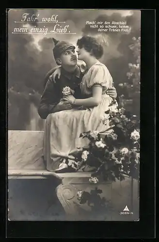 Foto-AK Photochemie Berlin Nr. 3684-4: Soldat beim Abschied von der Liebsten
