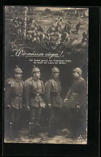 Foto-AK Photochemie Berlin Nr. 3100-2: Soldaten mit Siegeswunsch, Schlachtenbild