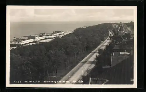 AK Brunshaupten, Bülow-Weg und Bäder aus der Vogelschau