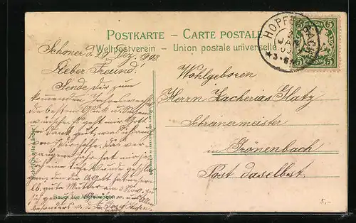 AK Jork /Altes Land, Strassenpartie mit Reetdachhaus