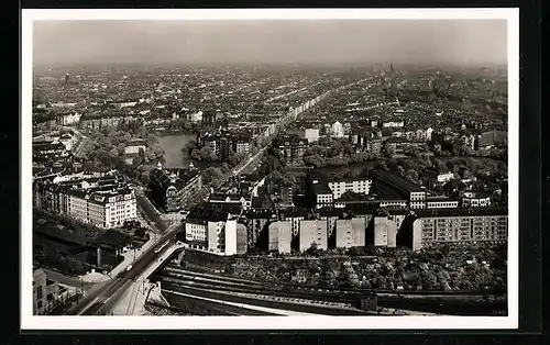 AK Berlin-Charlottenburg, Blick vom Funkturm auf den Lietzensee