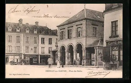 AK Fresnay-sur-Sarthe, Place des Halles