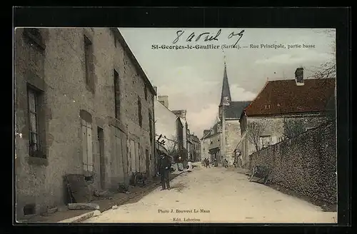 AK Saint-Georges-le-Gaultier, Rue Principale, partie basse