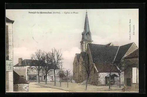 AK Sougé-le-Gannelon, Eglise et Place