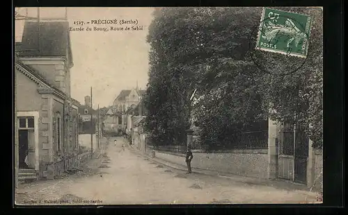 AK Précigné, Entree du Bourg, Route de Sable