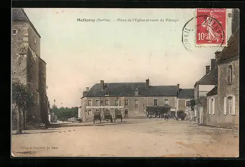 AK Melleray, Place de l`Eglise et route de Vibraye
