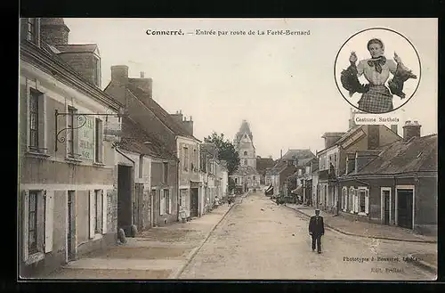 AK Connerré, Entrée par route de La Ferté-Bernard, Costume Sarthois