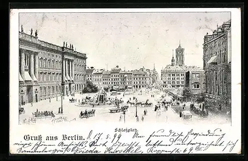 AK Berlin, Schlossplatz mit Passanten