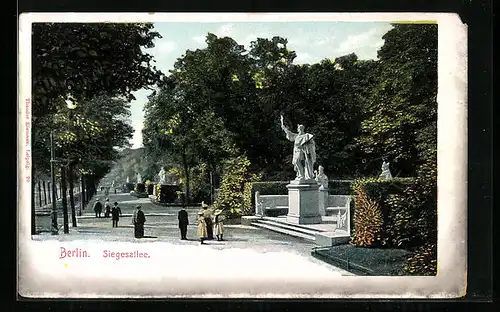 AK Berlin-Tiergarten, Siegesallee im Sommer