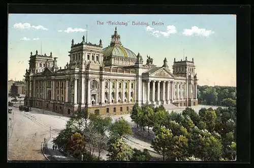 AK Berlin-Tiergarten, Das Reichstagsgebäude im Sommer
