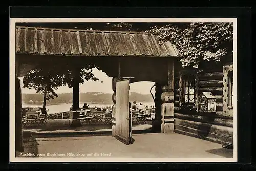 AK Berlin-Wannsee, Nikolskoe, Ausblick vom Blockhaus auf die Havel