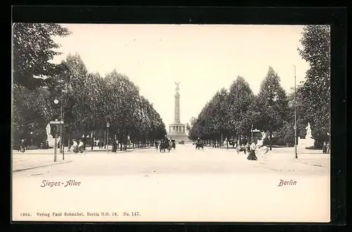 AK Berlin-Tiergarten, Sieges-Allee mit Passanten