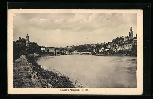 AK Laufenburg a. Rh., Flusspartie mit Häusern