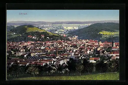 AK Lörrach, Ortsansicht mit Umland