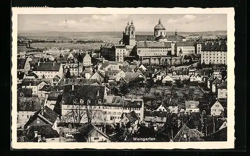 AK Weingarten, Ortsansicht mit Kirche
