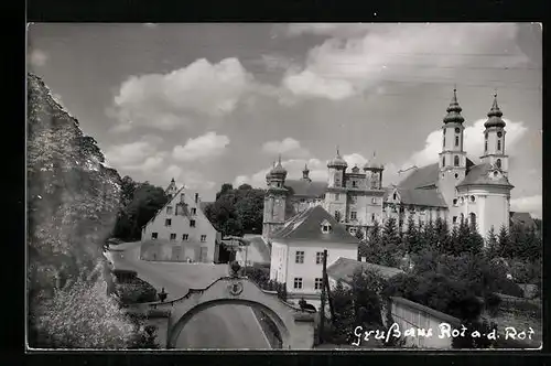 AK Rot a. d. Rot, Ortspartie mit Schloss