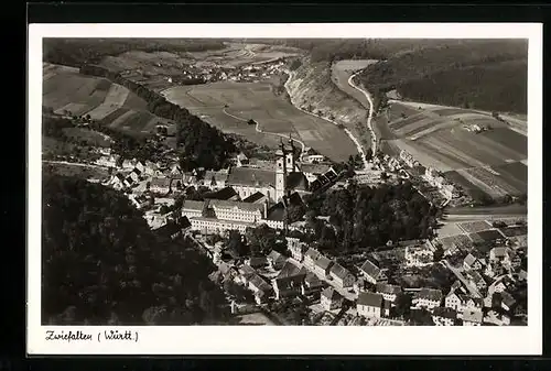 AK Zwiefalten /Württ., Fliegeraufnahme vom Ort