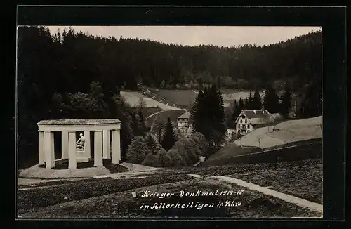 Foto-AK Allerheiligen /Schwarzw., Krieger-Denkmal 1914-18 mit Umgebung