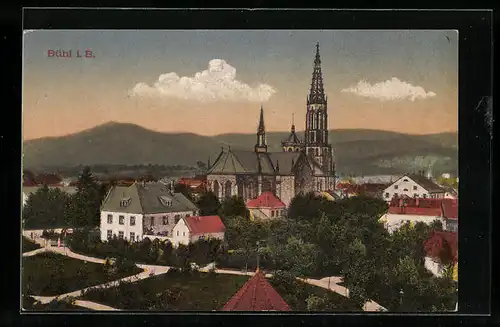 AK Bühl i. B., Ortsansicht aus der Vogelschau