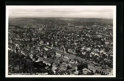 AK Pforzheim, Ortsansicht, Fliegeraufnahme