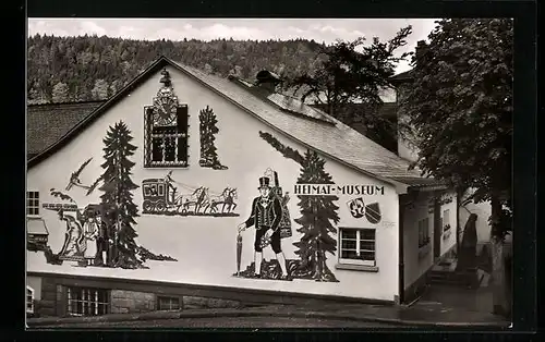 Foto-AK Triberg, Sgraffito am Heimatmuseum