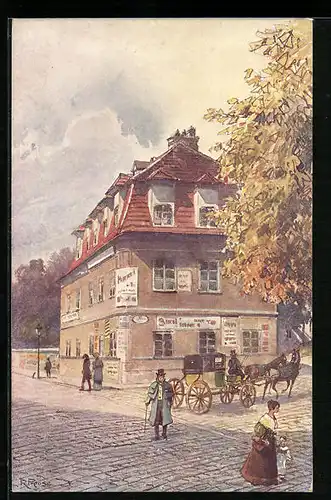 Künstler-AK Rudolf Preuss: Das Bäckenhäusl, ehem. Spital, Versorgungshaus