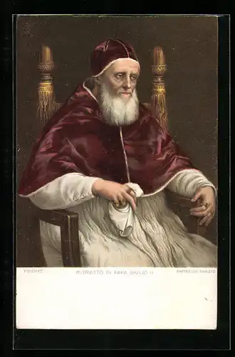 AK Papst Giulio II. im Stuhl sitzend
