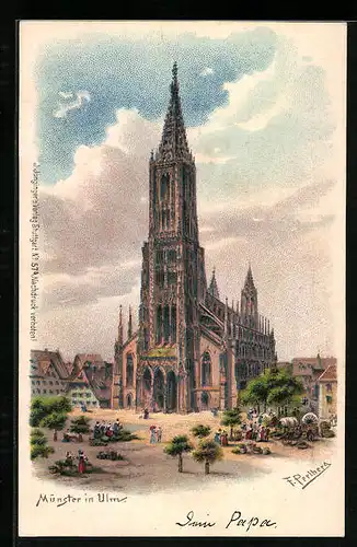 Künstler-AK Friedrich Perlberg: Münster in Ulm