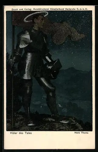 Künstler-AK Hans Thoma: Hüter des Tales mit Fahne