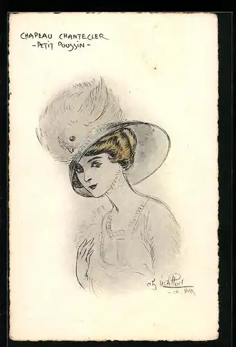 Künstler-AK Charles Naillod: Chapeau Chantecler, Petit Poussin