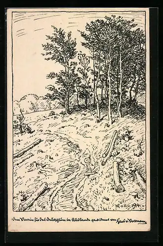 Künstler-AK Hans von Volkmann: Landschaft im Kurland