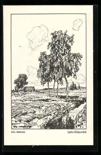 Künstler-AK Otto Ubbelohde: Heide-Einsamkeit, aus der Mappe Deutsche Sehnsucht