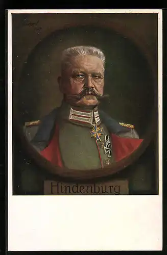 AK Paul von Hindenburg, Podest-Portrait