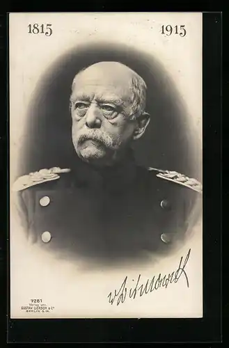 AK Bismarck, Jubiläum 1915, Uniform-Portrait