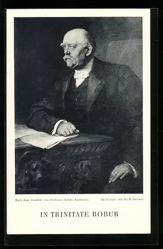 AK In Trinitate Robur, Bismarck im Dreiteiler mit Schriftstück