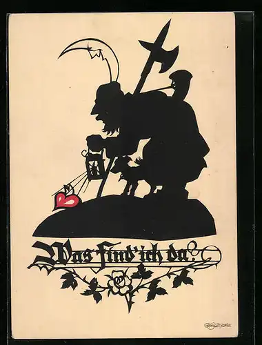 Künstler-AK Georg Plischke: Was find ich da?, Schattenbild