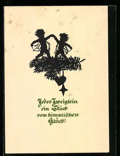 Künstler-AK Georg Plischke: Jedes Zweiglein ein Stück vom himmlischen Glück!, Schattenbild