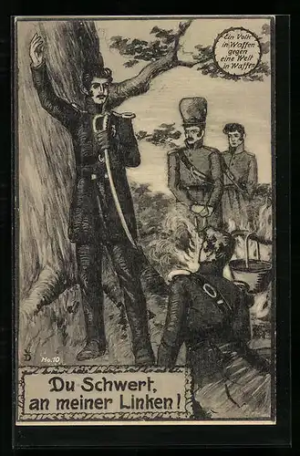 Künstler-AK Theodor Körner in Uniform mit Säbel