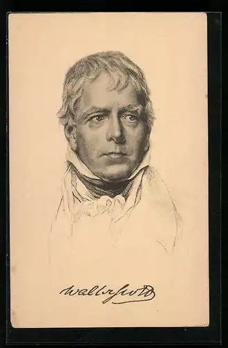 Künstler-AK Schott. Dichter Walter Scott