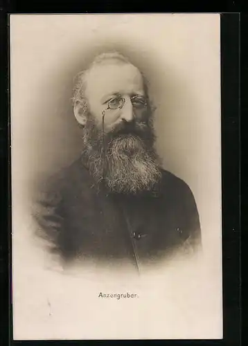 AK Anzengruber mit Zwicker im Portrait