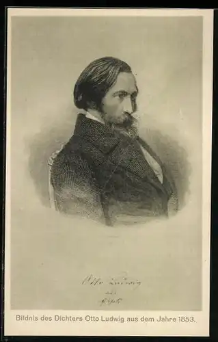 AK Bildnis des Dichters Otto Ludwig 1853