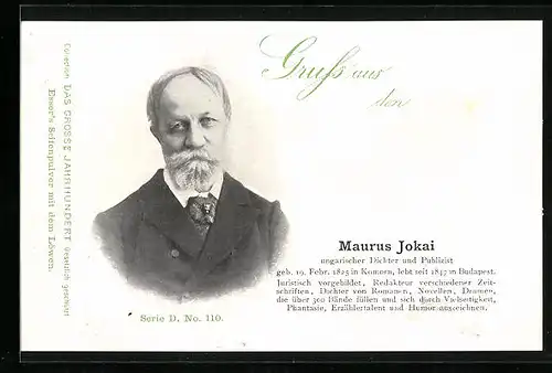 AK Ungarischer Dichter und Publizist Maurus Jokai