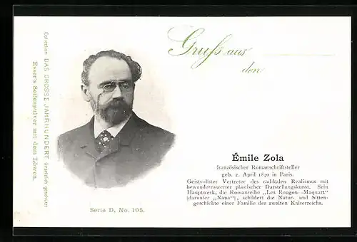 AK Französischer Romanschriftsteller Émile Zola